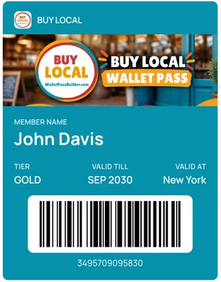 Membership pass showing a member name, gold tier and barcode